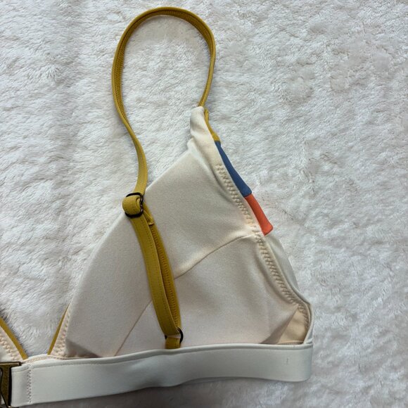 NWT Ripcurl Womens Bikini Top Small Melting Waves Fixed Triangle Cream Beach - Picture 11 of 11